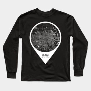 Omaha, USA City Map - Travel Pin Long Sleeve T-Shirt